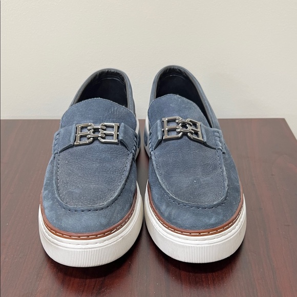 Bally Navy Loafers with Metallic Accent